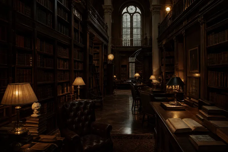 Example result for Dark Academia Library Scene